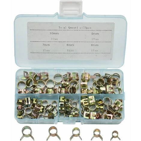 75PCS Clip à Ressort Tuyau Collier Serrage Durite Essence Serre-joints à Tuyaux Colliers De Clip à Ressort Tuyau Serrage 6mm, 7mm, 8mm, 9mm, 10mm 1 75PCS Clip à Ressort Tuyau Collier Serrage Durite Essence Serre-joints à Tuyaux Colliers De Clip à Ressort Tuyau Serrage 6mm, 7mm, 8mm, 9mm, 10mm