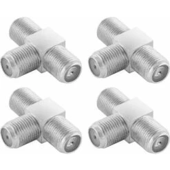 4X Sat TV Répartiteur Antenne TV Coaxial En Forme De T (3X Prise Femelle F) Doubleur De Câble D'antenne TV, Adaptateur Pour Câble Coaxial, Double Prise Antenne Satellite, Argent