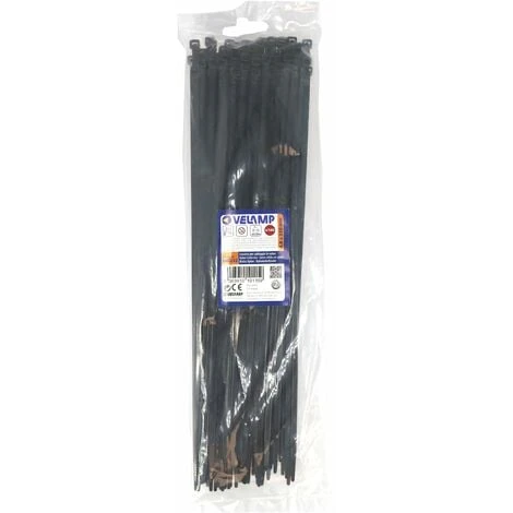 Lot De 100 Colliers De Fixation En Nylon Noir - 4,8 X 350 - Velamp 1 Lot De 100 Colliers De Fixation En Nylon Noir - 4,8 X 350 - Velamp