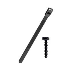 Colliers De Serrage Rilsan Noir 180 Mm X 9 Mm + Embase Cheville Lot 100 Pièces