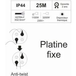 Enrouleur PRO De Chantier 3G2.5 25m IP44 Platine Fixe (anti Twist) - Câble H07RN-F- 4 Prises 16A - Garantie 2 Ans -Goobayd Magasin 19322815 4