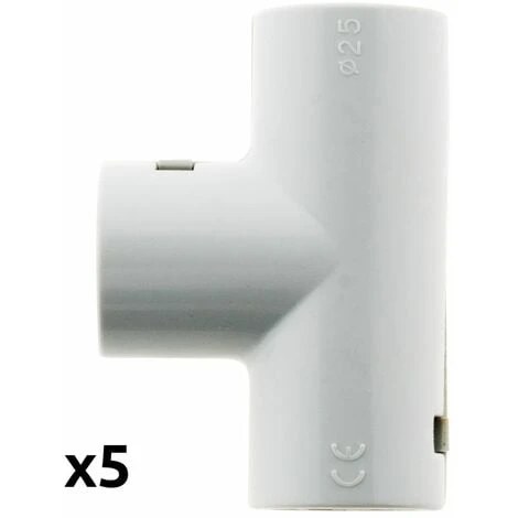 Lot De 5 Tés IRL Ø25mm Gris 3 Lot De 5 Tés IRL Ø25mm Gris – Image 3