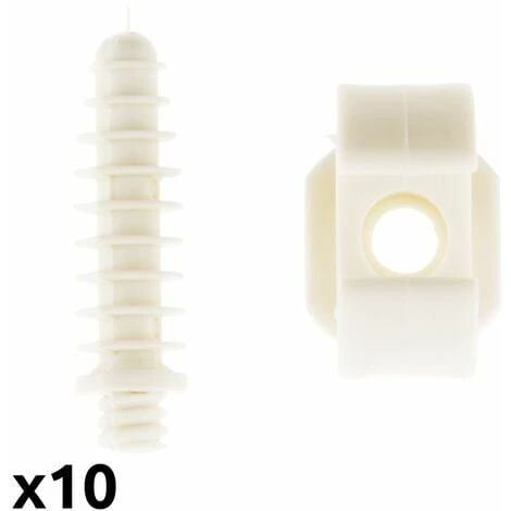 Lot De 10 Clips Ø20 Mm Avec Chevilles Blanc - Zenitech 1 Lot De 10 Clips Ø20 Mm Avec Chevilles Blanc - Zenitech