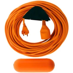 Prolongateur Jardin 2x 1,5mm² Orange 25m + 1 Boitier étanche Orange + Support Mural - Zenitech