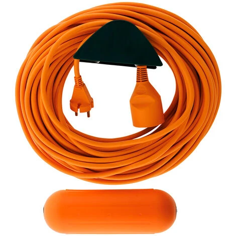 Prolongateur Jardin 2x 1,5mm² Orange 25m + 1 Boitier étanche Orange + Support Mural - Zenitech 1 Prolongateur Jardin 2x 1,5mm² Orange 25m + 1 Boitier étanche Orange + Support Mural - Zenitech