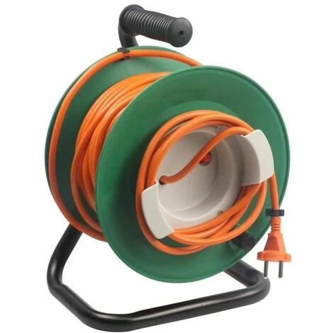 ZENITECH Enrouleur électrique 25m Sans Prise 2x1,5 Mm² Avec Pied En Métal Et Coupe Circuit 1 ZENITECH Enrouleur électrique 25m Sans Prise 2x1,5 Mm² Avec Pied En Métal Et Coupe Circuit