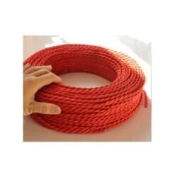 Fil électrique Tressé Rouge Vintage Look Retro En Tissu