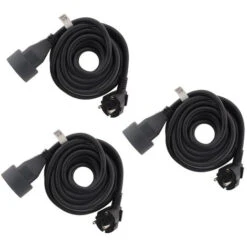 Lot De 3 Prolongateurs 16A HO5VV-F 3G1,5mm² Noir 3m - Zenitech