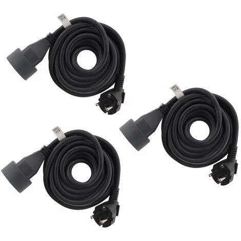 Lot De 3 Prolongateurs 16A HO5VV-F 3G1,5mm² Noir 3m - Zenitech 1 Lot De 3 Prolongateurs 16A HO5VV-F 3G1,5mm² Noir 3m - Zenitech