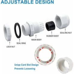 TTIO Lot De 25 Presse-étoupes étanches - Réglables - PG7 PG9 PG11 PG13.5 PG16 - Connecteurs De Câble - Écrous De Remplissage - Joints En Plastique Avec Rondelle - Blanc -Goobayd Magasin 40455064 3