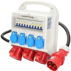 Hengda Répartiteur Distributeur De Courant Pour Chantier 2 X CEE 400V / 16A 1 X CEE 400 V / 32A 4 X 230V