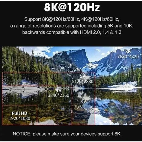 Câble HDMI 8K Professionnel 2.1 3D 2M, Full HD Haute Vitesse Par Ethernet 48Gb/s 4 Câble HDMI 8K Professionnel 2.1 3D 2M, Full HD Haute Vitesse Par Ethernet 48Gb/s – Image 4