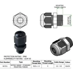 2x Presse étoupe Noir M20 Pour Câble Diamètre 5mm - 9mm Modèle 2 5 2x Presse étoupe Noir M20 Pour Câble Diamètre 5mm - 9mm Modèle 2 -Goobayd Magasin 55458737 3