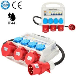 Randaco Coffret De Chantier 2 X CEE 400V / 16A + 4 X 230V Schuko IP44 5 Pôles Avec Câble Pour Les Chantiers De Construction -Goobayd Magasin 56393514 5