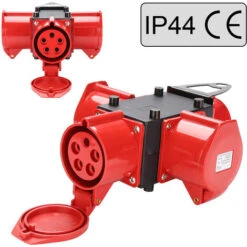 Randaco Prise Industrielle CEE 3 X CEE 400V/32A 5 Broches IP44 étanche Aux éclaboussures Avec Couvercles De Sécurité -Goobayd Magasin 63581670 5