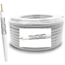 20 M Câble Coaxial TV, 5fois Blindé Pour Installation SAT, DVB-S, DVB-C, DVB-T, HD, D3, 4K 13db Blanc