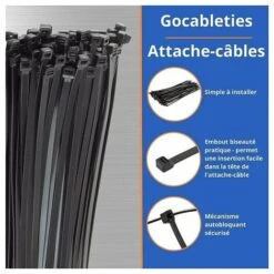 Premier® Collier De Serrage En Nylon - 300 Mm X 3,6 Mm - Noir - Attache Câble Résistant Aux UV - Serre-Câbles - Lot De 250 Pièces -Goobayd Magasin 70302885 3