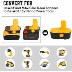 Adaptateur De Batterie DM18D DCA1820 Avec USB Pour Dewalt 20 V/18 V Pour Milwaukee M18 18 V Lithium Batterie DCB204 DCB205 Convertisseur Pour Dewalt 18 V/20 V NiCad & NiMh Outils DC9096 DW9096 -Goobayd Magasin 70392450 3