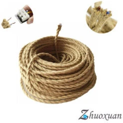 10m Fil électrique Corde, 2 Cœurs Linge De Câble D'éclairage De Corde Vintage Fil De Cuivre Recouvert Rétro Tressé Industriel Corde Pour DIY Pendentif Lampe Zhuoxuan
