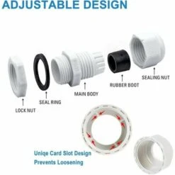 Lot De 25 Presse-étoupes étanches - Réglables - PG7 PG9 PG11 PG13.5 PG16 - Connecteurs De Câble - Écrous De Remplissage - Joints En Plastique Avec Rondelle - Blanc -Goobayd Magasin 74617318 3