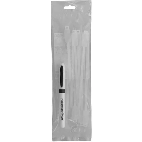 Lot De 10 étiquettes D'identification 203x4,6mm Avec Colliers + Un Stylo Indélébile Inclus - HellermannTyton 3 Lot De 10 étiquettes D'identification 203x4,6mm Avec Colliers + Un Stylo Indélébile Inclus - HellermannTyton – Image 3