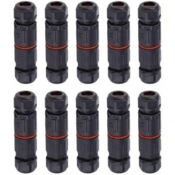 10 PCS IP68 Etanche Connecteur De Câble Electrique, Femelle 3 Broches Connecteurs Etanches Prise De Courant Extérieure Raccord De Connecteur Fil Etanche