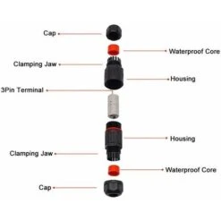 10 PCS IP68 Etanche Connecteur De Câble Electrique, Femelle 3 Broches Connecteurs Etanches Prise De Courant Extérieure Raccord De Connecteur Fil Etanche -Goobayd Magasin 83787240 3