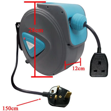 Rallonge Enrouleur Automatique De Câble Automatique Murale Câble De 20m Gris Bleu Rallonge 180° Support De Fixation Mural HENGMEI 2 Rallonge Enrouleur Automatique De Câble Automatique Murale Câble De 20m Gris Bleu Rallonge 180° Support De Fixation Mural HENGMEI – Image 2