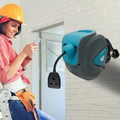 Rallonge Enrouleur Automatique De Câble Automatique Murale Câble De 20m Gris Bleu Rallonge 180° Support De Fixation Mural HENGMEI 8 Rallonge Enrouleur Automatique De Câble Automatique Murale Câble De 20m Gris Bleu Rallonge 180° Support De Fixation Mural HENGMEI -Goobayd Magasin 90040488 4