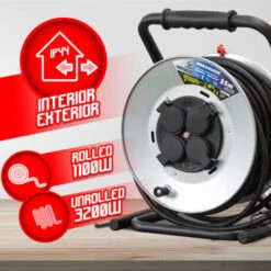 Enrouleur 4 Prises-h07rn-3g2.5MM²-25M - Acier Galvanisé -I-watts Pro -Goobayd Magasin 90499520 3