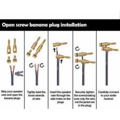 12pcs Fiches Bananes,Premium 24K Connecteur Plaqué Or Pour HiFi Haut-Parleur,Câble Enceinte,Home Cinema,Speaker Cable -Goobayd Magasin 90600720 4