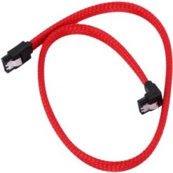 50CM SATA 3.0 III SATA3 Cable De Donnees A 7 Broches SSD A Angle Droit 6Gb / S Cordon De Donnees Pour Disque Dur Avec Gaine En Nylon (Rouge)