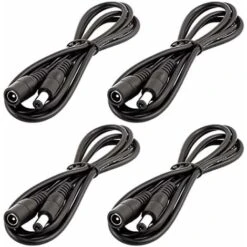 WddnAot 4pcs 1m DC 12V Câble D'extension Prise DC 5,5mm X 2,1mm DC 0-36V Cordon D'alimentation Rallonge électrique Mâle à Femelle Pour Moniteur De Voiture, Caméra CCTV, Bande LED, Noir