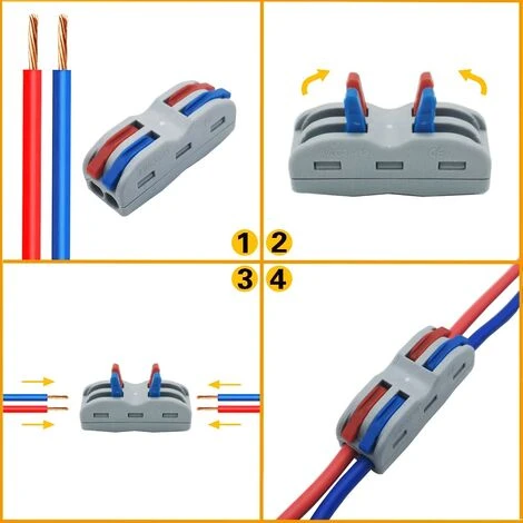 Bornes De Connexion, 16 Pcs SPL-2 Connecteur Electrique Rapide, Conducteur Compact Fils Connecteurs, Avec Levier De Commande 1 Bornes De Connexion, 16 Pcs SPL-2 Connecteur Electrique Rapide, Conducteur Compact Fils Connecteurs, Avec Levier De Commande