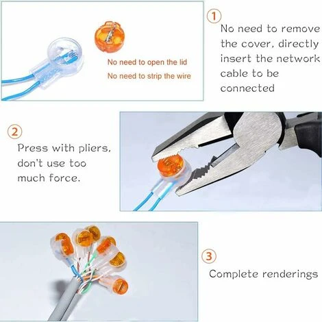 300pcs Scotchlok UY Connecteur Etanche,Connecteurs De CaBle Remplis Des RéSines Colliers De Connexion Pour Jardin & ExtéRieur La Tondeuse à Gazon Robotique 2 300pcs Scotchlok UY Connecteur Etanche,Connecteurs De CaBle Remplis Des RéSines Colliers De Connexion Pour Jardin & ExtéRieur La Tondeuse à Gazon Robotique – Image 2