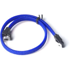 50CM SATA 3.0 III SATA3 Cable De Donnees A 7 Broches SSD A Angle Droit 6Gb / S Cordon De Donnees Pour Disque Dur Avec Gaine En Nylon (Bleu)