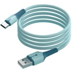 Câble De DonnéEs -B, Câble De DonnéEs En Silicone Liquide à Noyau De Cuivre Pur OxygèNe Avec LumièRe Pour Android (1,5 M, Bleu)