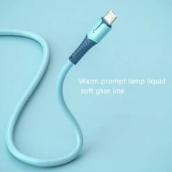 Câble De DonnéEs -B, Câble De DonnéEs En Silicone Liquide à Noyau De Cuivre Pur OxygèNe Avec LumièRe Pour Android (1,5 M, Bleu) -Goobayd Magasin 97352680 3