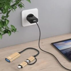 Le Câble OTG 2 En 1 Convient Au Câble Adaptateur TYPEC Câble De DonnéEs Multifonction Universel 2 En 1 Doré -Goobayd Magasin 97354333 4