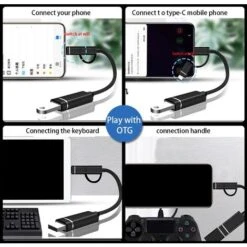 Le Câble OTG 2 En 1 Convient Au Câble Adaptateur TYPEC Câble De DonnéEs Multifonction Universel 2 En 1 Doré -Goobayd Magasin 97354333 5