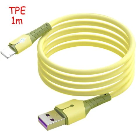 Câble De DonnéEs, Câble De DonnéEs En Silicone Liquide à Noyau De Cuivre Pur OxygèNe Avec LumièRe Pour IPhone12, (1M, Jaune) 2 Câble De DonnéEs, Câble De DonnéEs En Silicone Liquide à Noyau De Cuivre Pur OxygèNe Avec LumièRe Pour IPhone12, (1M, Jaune) – Image 2