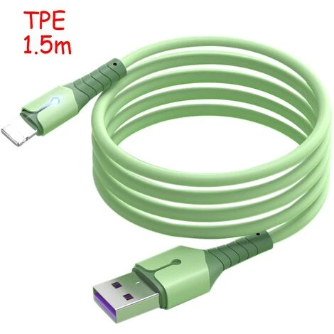 Câble De DonnéEs, Câble De DonnéEs En Silicone Liquide à Noyau De Cuivre Pur OxygèNe Avec LumièRe Pour IPhone12, (1,5 M, Vert) 2 Câble De DonnéEs, Câble De DonnéEs En Silicone Liquide à Noyau De Cuivre Pur OxygèNe Avec LumièRe Pour IPhone12, (1,5 M, Vert) – Image 2