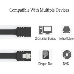 Câble De DonnéEs SATA 40 Cm 6.0 Gbps Noir Aux ExtréMitéS Branchez Le Câble De Disque Dur SéRie SATA Câble De DonnéEs SATA 3.0 SSD -Goobayd Magasin 97357443 4