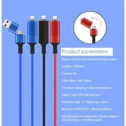 Interface OTG Multifonction De Type C Câble De DonnéEs De Portable à Chargement Interface PD Câble De DonnéEs 3 En 1 Noir -Goobayd Magasin 97358420 4