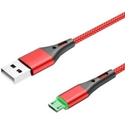 Câble De DonnéEs, Câble De DonnéEs Tressé En Nylon à Charge 3A LED Pour TéLéPhones Mobiles Ou Tablettes Android (Rouge, 2M)
