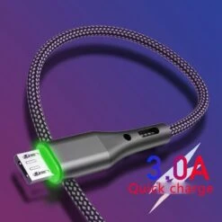 Câble De DonnéEs, Câble De DonnéEs Tressé En Nylon à Charge 3A LED Pour TéLéPhones Mobiles Ou Tablettes Android (Rouge, 2M) -Goobayd Magasin 97361568 4