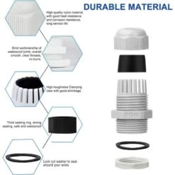 Lot De 25 Presse-étoupes étanches Bolatus IP68 - 3-15 Mm - Réglables - PG7 PG9 PG11 PG13.5 PG16 - Connecteurs De Câble - Écrous De Remplissage - Joints En Plastique Avec Rondelle - Gris -Goobayd Magasin 97503254 3