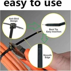 Attaches Câble, 1.8 Mm X 100 Mm Attaches De Câble, Beige Serre Câbles Nylon, Collier De Serrage, Colliers Serre-Cable Pour Brise-Vue Pour Balcon Jardin Et Terrasse (100 Pièces) -Goobayd Magasin 97677621 5