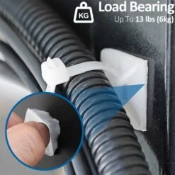 LECHUANG Embases Adhesive Pour Attache De Cable 100 Pièces (20 Mm X 20 Mm) Serre Cable Adhesif Serre-Câbles Auto Adhésif Support De Serre Câble Plastique Embase Pour Collier De Serrage Blanc -Goobayd Magasin 98443762 3
