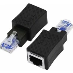 Adaptateur Ethernet Rj45,Pack De 2 Adaptateurs Ethernet Rj45 Mâle À Femelle À Angle Droit À 90 Degrés Prenant En Charge Cat6(Adaptateur Ethernet)